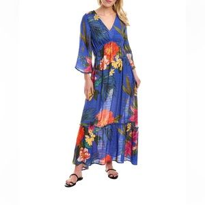 PQ Swim Samantha Maxi Dress Cover up. Blue Floral Boca M/L